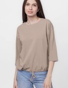 Pierino Tricou uni cu maneca 3 4 din tricot de bumbac cu snur la baza fango