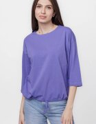 Pierino Tricou uni cu maneca 3 4 din tricot de bumbac cu snur la baza mov lavanda