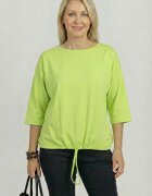 Pierino Tricou uni cu maneca 3 4 din tricot de bumbac cu snur la baza verde lime