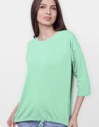 Pierino Tricou uni cu maneca 3 4 din tricot de bumbac cu snur la baza verde menta