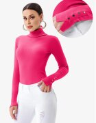 Porta Fortuna Helanca pulover cu guler inalt si nasturei pe maneca fucsia