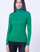 Porta Fortuna Helanca pulover cu guler inalt verde smarald