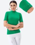 Porta Fortuna Helanca pulover cu maneca scurta nasturei metalici si guler scurt verde