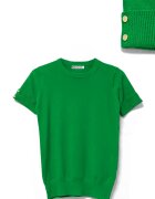 Porta Fortuna Pulover labaza gatului cu maneca scurta si nasturei metalici verde