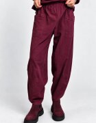 Rosa 99 Pantaloni dama din catifea reiata de bumbac cu croi balon si buzunare aplicate bordo