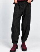 Rosa 99 Pantaloni dama din catifea reiata de bumbac cu croi balon si buzunare aplicate negri