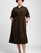 Rosa 99 Rochie masura mare din catifea reiata taiata in talie maro