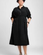 Rosa 99 Rochie masura mare din catifea reiata taiata in talie neagra