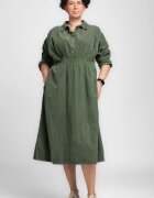 Rosa 99 Rochie masura mare din catifea reiata taiata in talie verde kaki