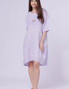 Rosa 99 Rochie midi din in cu floare din paiete pe piept lila