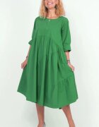 Rosa 99 Rochie verde oversize cu maneca scurta cu trei volane asimetrice din poplin satinat