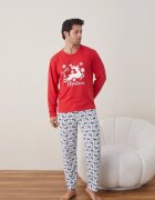 Serena Pijama barbati de Craciun din bumbac doua piese cu renul lui Mos Craciun