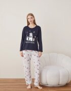 Serena Pijama de Craciun din bumbac doua piese cu prietenii lui Mos Craciun