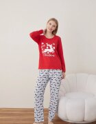 Serena Pijama de Craciun din bumbac doua piese cu renul lui Mos Craciun