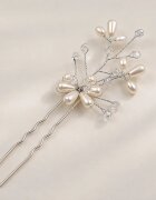 Shopika Ac de par pentru mireasa cu perle si cristale model floral argintiu