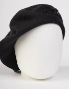 Shopika Bereta neagra chic cu decoratiune tricotata si insertii de perle din bumbac si lana