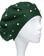 Shopika Bereta verde cu perle fine negre aplicate pe toata suprafata din bumbac si lana