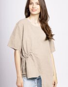 Shopika Bluza bej din in asimetrica cu siret lateral