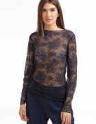 Shopika Bluza dama din dantela eleganta bluza transparenta chic bleumarin