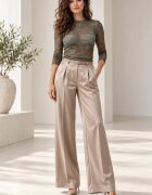 Shopika Bluza dama din dantela eleganta bluza transparenta chic kaki