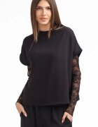 Shopika Bluza dama din dantela eleganta bluza transparenta chic neagra