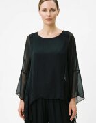Shopika Bluza dama din matase si vascoza cu colturi fluide si maneci fluture neagra