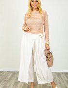 Shopika Bluza dama eleganta din dantela cu maneca lunga si aplicatii florale 3D roz