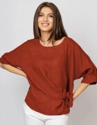 Shopika Bluza din in caramizie masura mare cu nod pe talie