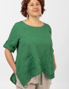 Shopika Bluza din in verde asimetrica cu siret pe fata