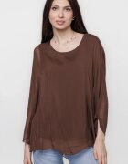 Shopika Bluza din matase si vascoza cu maneca clopot maro