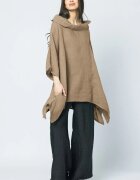 Shopika Bluza lunga in colturi din in cu gluga camel
