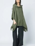 Shopika Bluza lunga in colturi din in cu gluga kaki