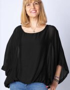 Shopika Bluza neagra din matase si vascoza cu maneca fluture