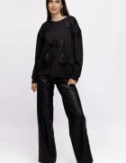 Shopika Bluza oversize neagra din jerseu cu aplicatii funde de tafta