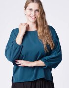 Shopika Bluza turcoaz inchis larga cu nasturei pe spate si maneci fluture