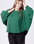 Shopika Bluza verde larga cu maneci fluture