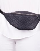 Shopika Borseta neagra cu romburi din cusaturi aparente din piele ecologica