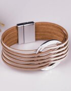 Shopika Bratara magnetica multisir alb-bej cu cerc metalic