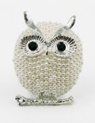 Shopika Brosa eleganta bufnita din metal cu perlute artificiale