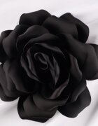 Shopika Brosa floare neagra satinata cu diametru de 15 cm cu clips pentru par