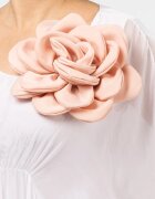 Shopika Brosa floare roz deschis satinata cu diametru de 25 cm cu clips pentru par