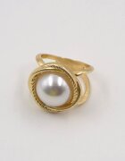 Shopika Brosa inel pentru esarfa auriu cu perla decorativa accesoriu elegant pentru prindere