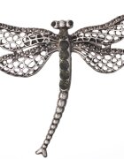 Shopika Brosa metalica argintie cu pietricele verzi olive libelula cu coada curbata