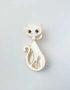 Shopika Brosa metalica aurie pisica alba cu ochi negri
