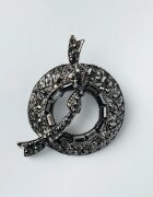 Shopika Brosa metalica rotunda cu fundita argintiu antichizat cu pietricele gen marcasite