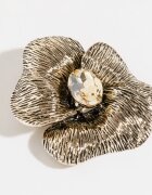 Shopika Brosa pandant metalica argintie floare cu piatra fatetata galbuie