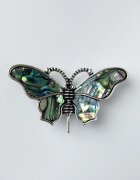 Shopika Brosa pandant metalica argintie fluture cu aripi din paua shell naturala