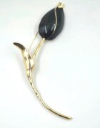 Shopika Brosa statement lalea imbobocita forma stilizata din metal auriu cu negru
