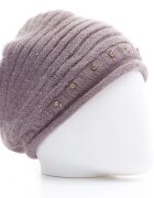 Shopika Caciula bej inchis cu fir din lurex si decoratiune strasuri captusita in interior cu blanita sintet