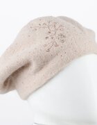 Shopika Caciula bej model tricotat cu perle si strasuri fine aplicate dublata in interior